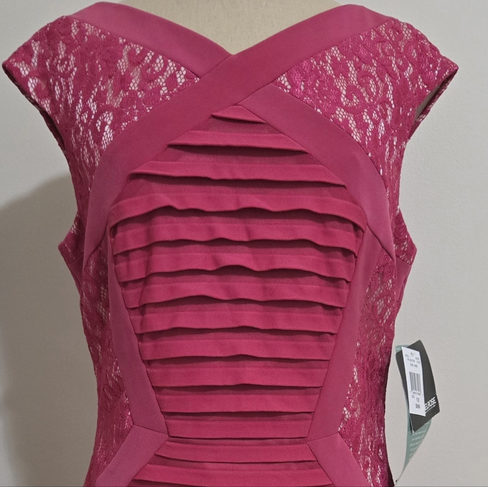 Adrianna Papell Strapless Fuchsia Lace Dress